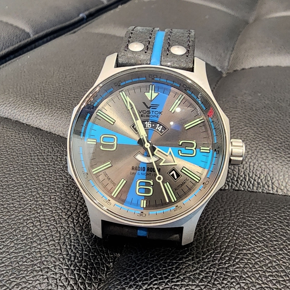 Vostok-Europe Radio Room, 32-Jewel Automatic Watch with Grey-Blue Dial #595A534